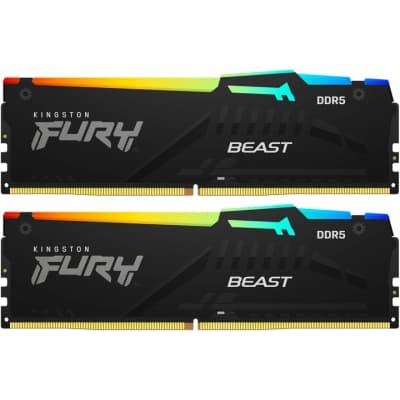 Модуль пам'яті для комп'ютера DDR5 128GB (2x64GB) 5600 MHz Beast RGB Kingston Fury (ex.HyperX) (KF556C40BBAK2-128)
