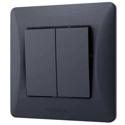Вимикач Videx BINERA 2кл чорний графіт (VF-BNSW2-BG)