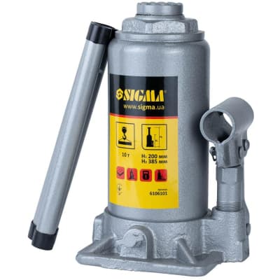 Домкрат Sigma гідравлічний пляшковий 10т H 200-385мм (6106101)