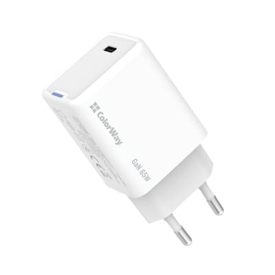 Зарядний пристрій ColorWay GaN Mini 65W PD Port PPS USB-C white (CW-CHS049PD-WT)