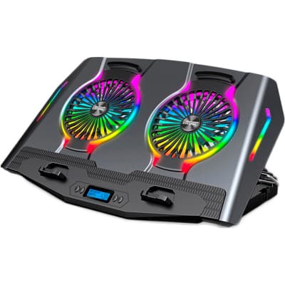 Підставка до ноутбука IceCoorel 10-18", 2*125mm 1400 RPM, 2*USB, + LCD display, 461x298x52mm, RGB (N10)
