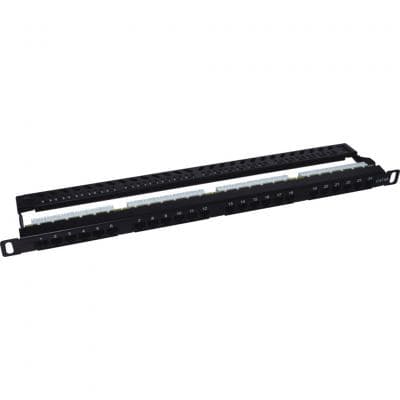 Патч-панель 19" 24xRJ-45 STP cat.5e, 0.5U, with cable organizer Kingda (KD-PP41-STP-C5e-24P-0.5U)