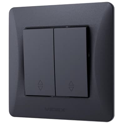 Перемикач Videx BINERA 2кл прохідний чорний графіт (VF-BNSW2P-BG)
