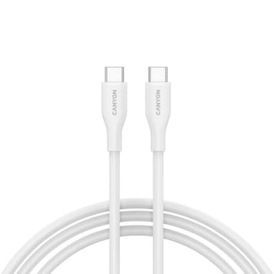 Дата кабель USB-C to USB-C 1.0m CC60SC10 60W Silicon White Canyon (CNS-CC60SC10W)