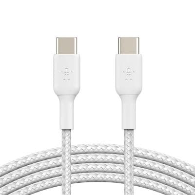 Дата кабель USB-С - USB-С, BRAIDED, 1m, white Belkin (CAB004BT1MWH)