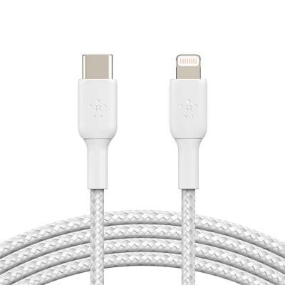 Дата кабель USB 2.0 AM to Lightning 1.0m BRAIDED white Belkin (CAA004BT1MWH)