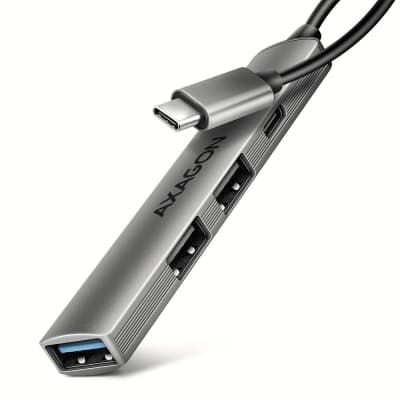 Концентратор AXAGON USB-C to 1xUSB-A 5Gbps + 2xUSB-A 480Mbps + 1xUSB-C 480Mbps 0.12m aluminum (HUE-STC)