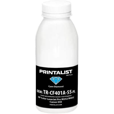 Тонер HP CLJ Pro M252/M452, Canon 045, 50г Cyan Printalist (TR-CF401A-55-PL)