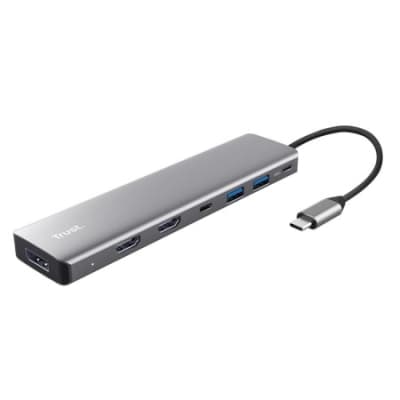 Концентратор Trust USB-C 7-in1 2xUSB-А 3.2/2xUSB-С/2xHDMI/DP aluminiu 0.16m grey (25661_TRUST)