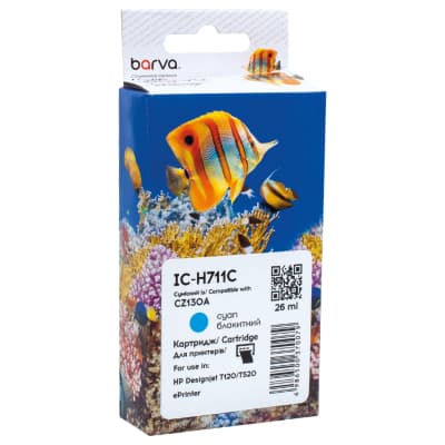 Картридж Barva HP 711 (CZ130A/CZ134A) 26 мл, Cyan (IC-H711C)