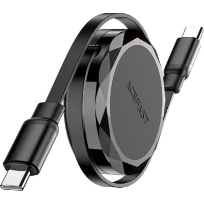 Дата кабель USB-C to USB-C 0.8m 60W dual retraction C13-03 Black Acefast (6974316280132)