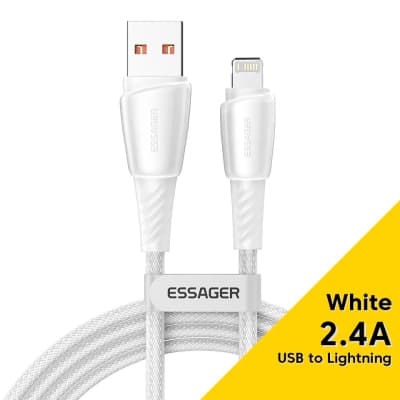 Дата кабель USB 2.0 AM to Lightning 3.0m 3A white Essager (EXCL-CHC02)