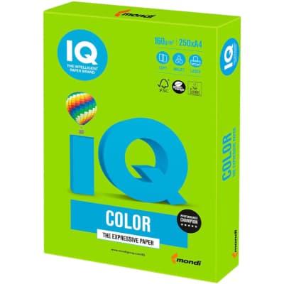 Папір Mondi IQ color А4 intensive, 160g 250sh, Bright Green (MA42/A4/160/IQ)