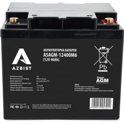 Батарея до ДБЖ AZBIST 12V 40 Ah Super AGM (ASAGM-12400M6)