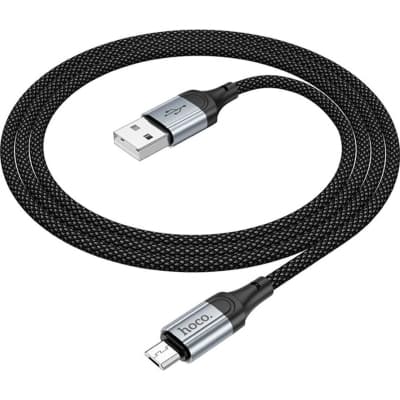 Дата кабель USB 2.0 AM to Micro 5P 1.0m 2.4A nylon X102 black HOCO (6942007608763)
