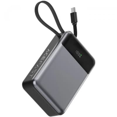 Батарея універсальна Acefast 20000mAh 65W PD, QC/3.0 USB-A+USB-C In/Out,build-in cable M21 Black-Gray (6974316283898)