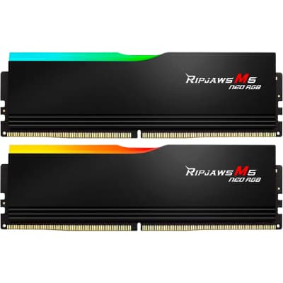 Модуль пам'яті для комп'ютера DDR5 64GB (2x32GB) 6000 MHz Ripjaws M5 Neo RGB Matte Black G.Skill (F5-6000J3636F32GX2-RM5NRK)