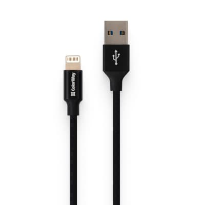 Дата кабель USB 2.0 AM to Lightning 1.0m black ColorWay (CW-CBUL004-BK)