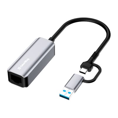 Адаптер USB-C + USB A to RJ45 Ethernet 1000Mbps ColorWay (CW-AD-CRG)