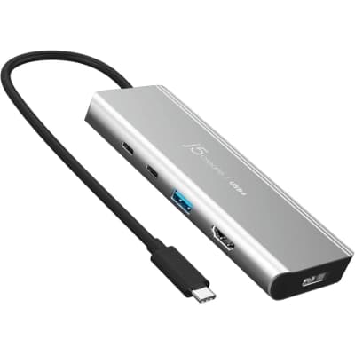 Концентратор J5create USB-C 7-in-1 USB 3.2 + USB-C PD + HDMI 4K + DisplayPort + SD/TF gray (JCD401-N)