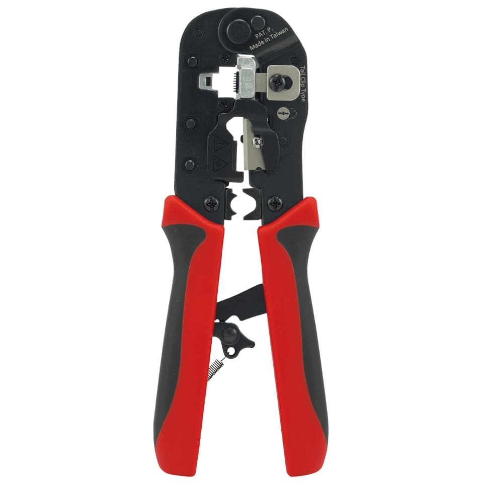 Інструмент для обтискання конекторів 8P8C/RJ45, з кільцевим зажимом та перемикачем фіксуючої планки