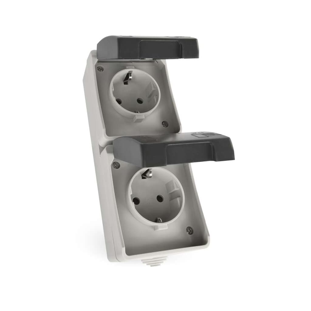 Розетка EMOS вертикальна зовнішня IP44 Сіро-чорна (A1396.3)