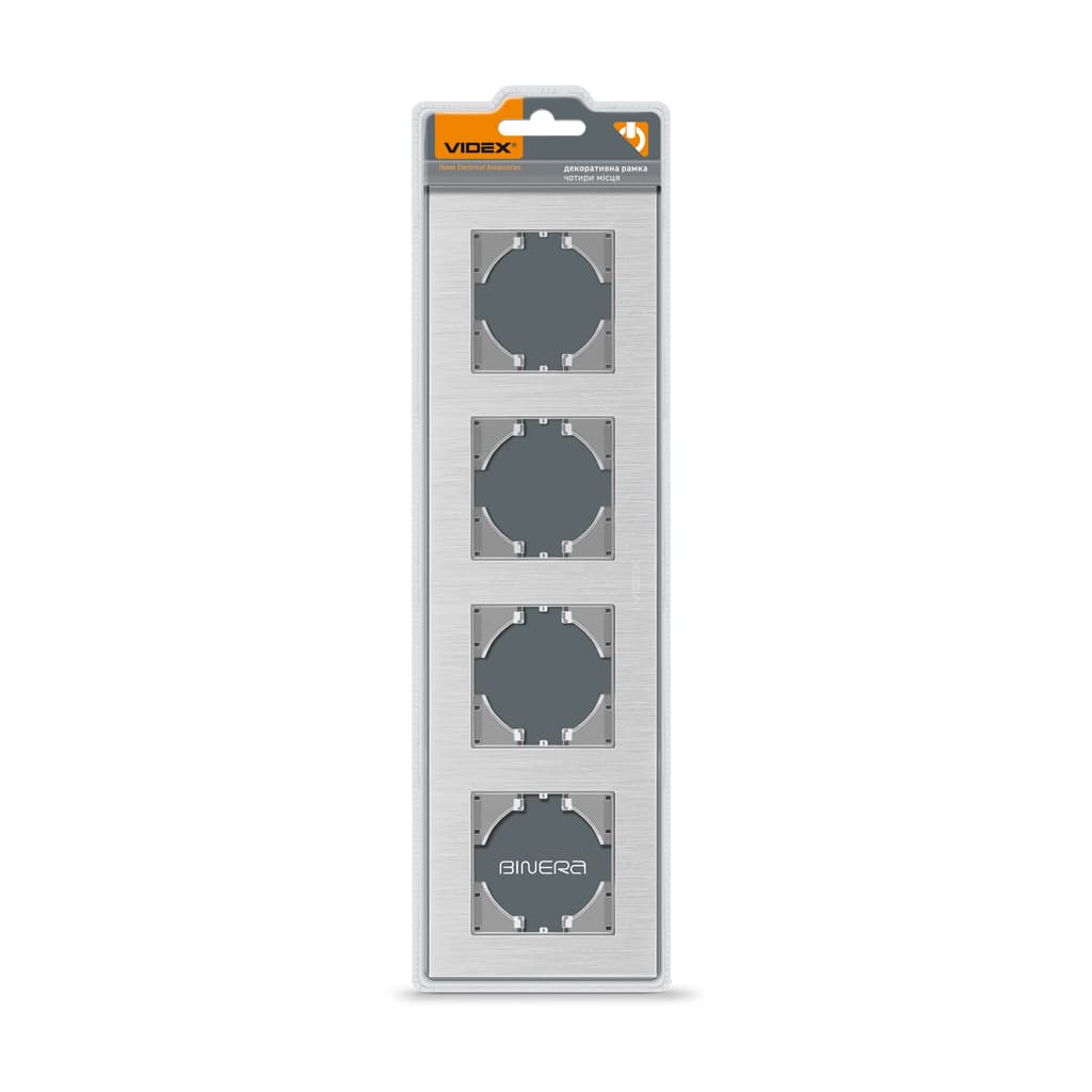 Рамка Videx BINERA сріблястий алюміній 4 поста (VF-BNFRA4H-SL)