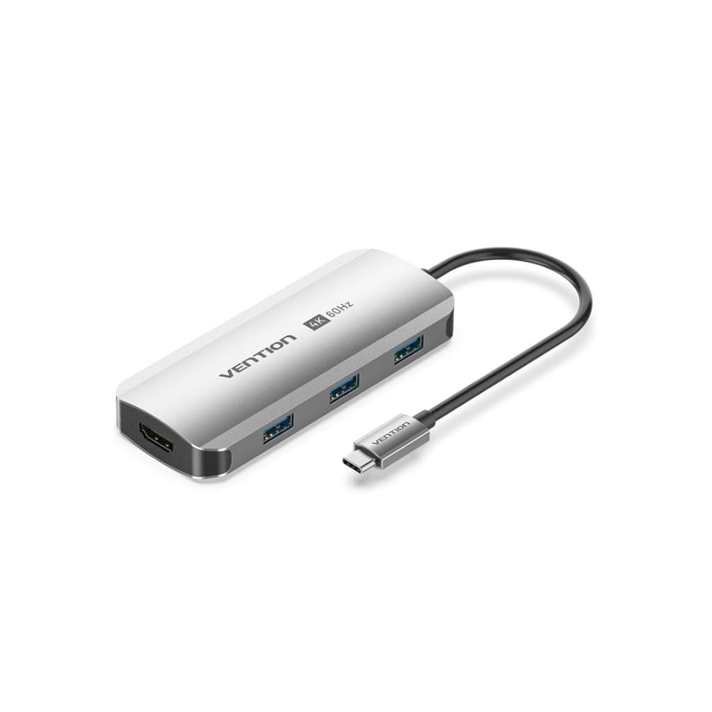 Концентратор VENTION USB 3.1 Type-C to HDMI 4K60Hz/USB 3.0x3/PD 100W 5-in-1 (TQDHB)