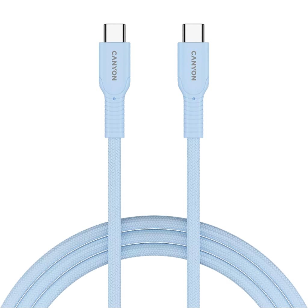 Дата кабель USB-C to USB-C 1.0m OnWire 60CL C-C 60W COLOR Braided 1m Light Blue Canyon (CND-CCAP60AB10LBL)