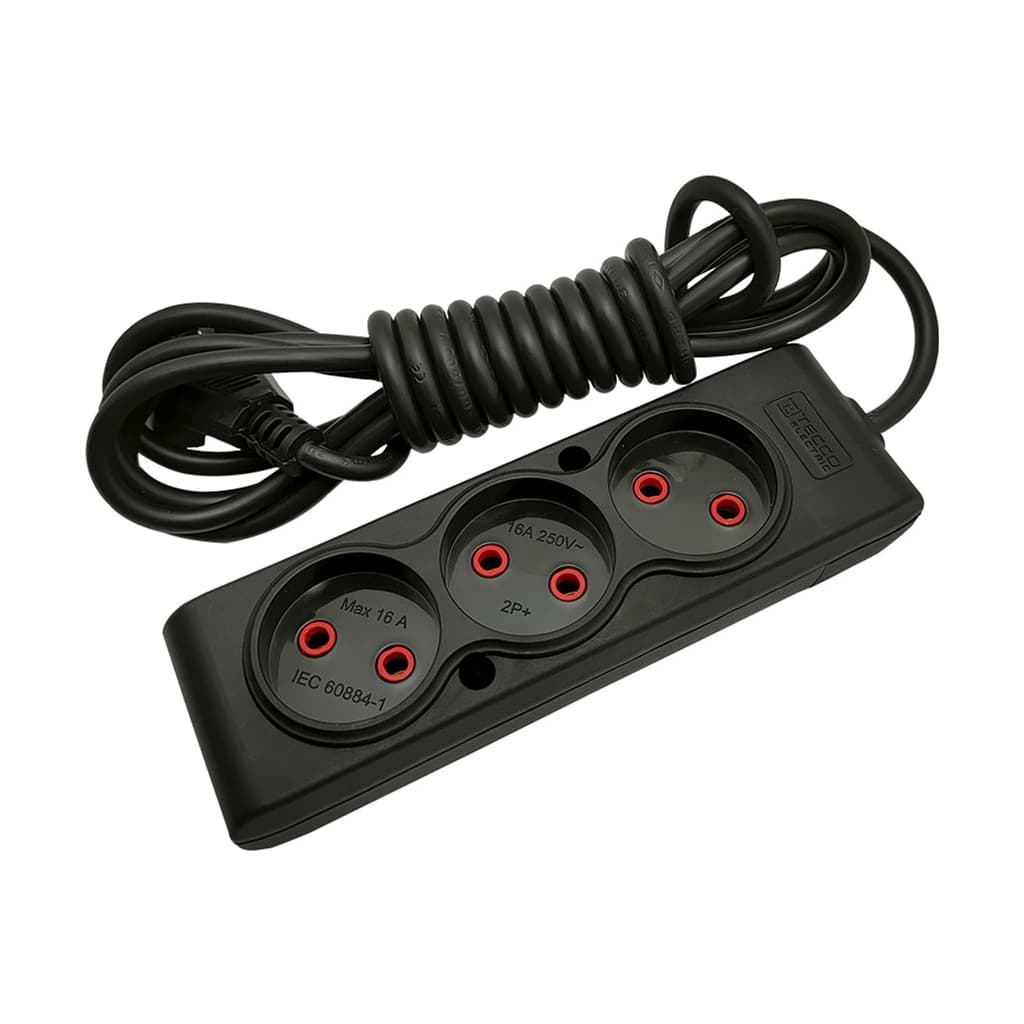Мережевий подовжувач TECCO 3м 3 поста black (8681277843280)