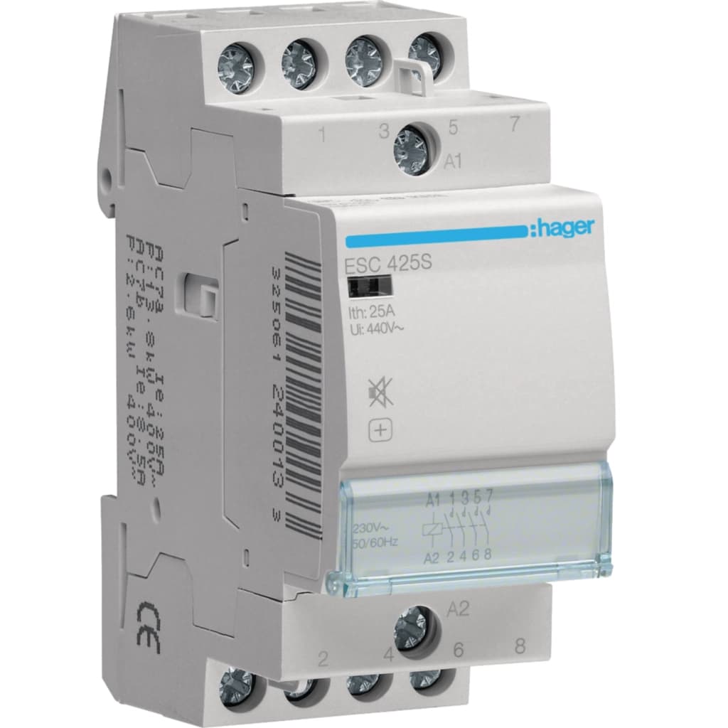 Автоматичний вимикач Hager 25 A 230V 4NO 2P (B) (ESC425S)