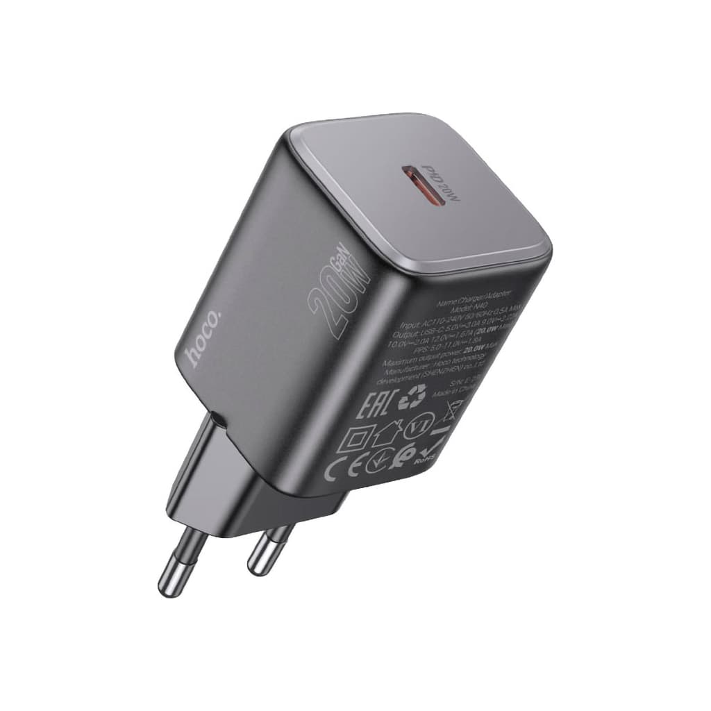 Зарядний пристрій HOCO N40 Mighty USB-C PD20W Black (6942007616966)