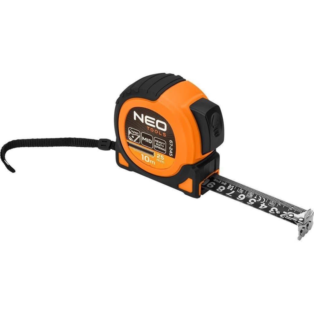 Рулетка Neo Tools Super Black, 10мx25мм, з фіксатором змотування, магніт (67-245)