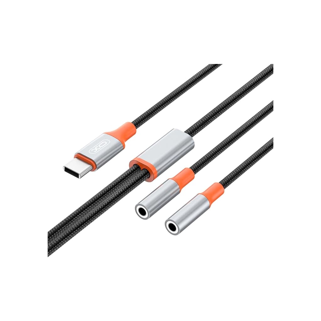 Перехідник USB-C to 2x3.5mm F 1.0m NB-R269B black XO (NB-R269B.black)