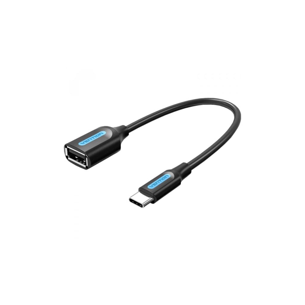 Перехідник OTG USB 2.0 AF to USB-C 0.15m black VENTION (CCSBB)