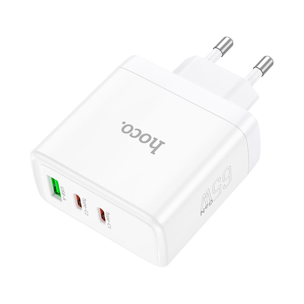 Зарядний пристрій HOCO 2xUSB-C PD65W + 1xUSB QC3.0 White (6931474784155)