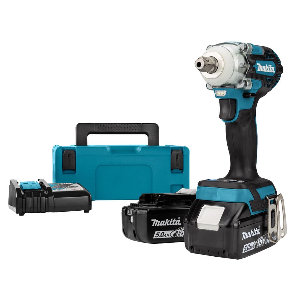 Гайковерт Makita LXT, 18V, 2x5Ah, DC18RC, Makpac, 300 Нм, 1/2" (DTW301RTJ)