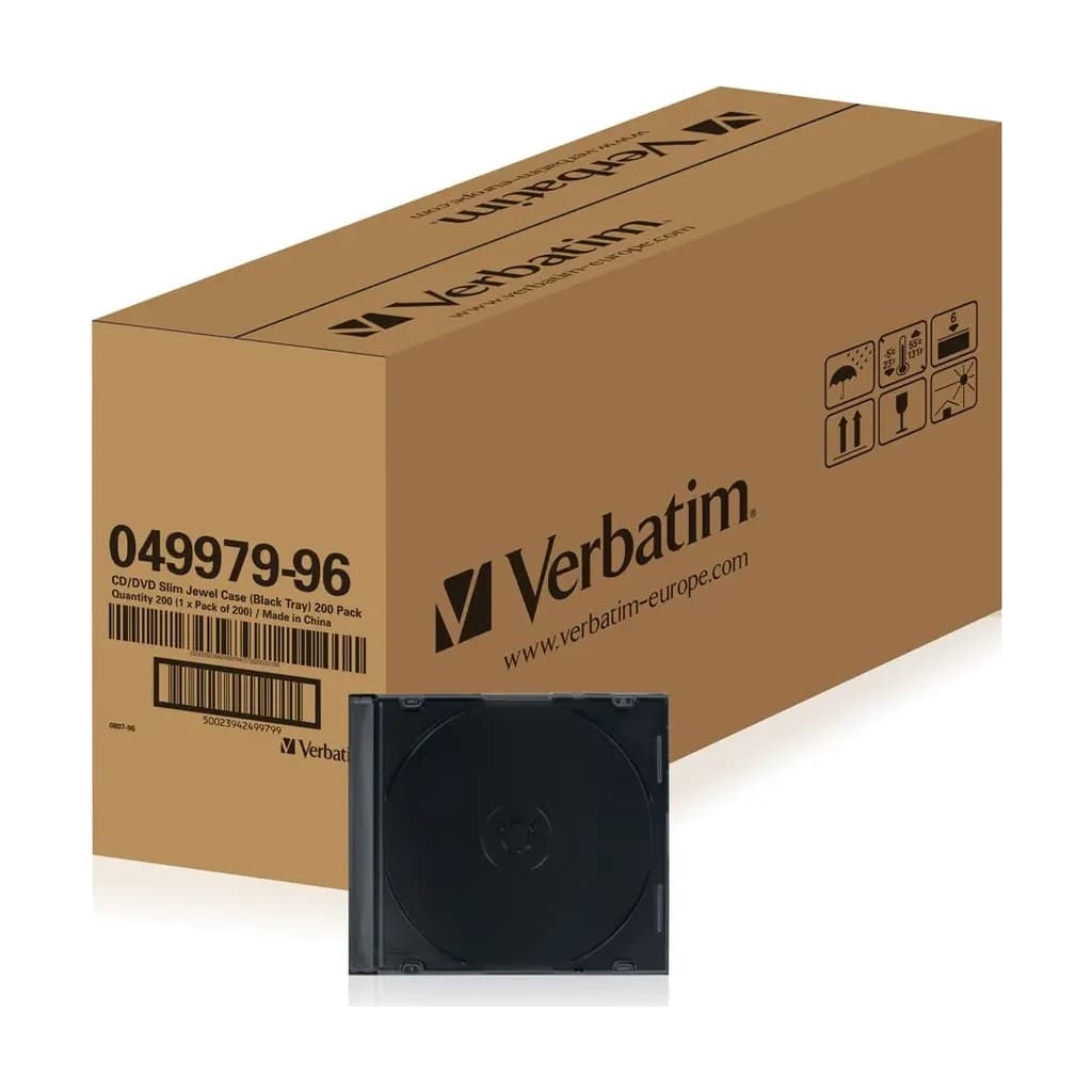 Бокс для диска CD/DVD Slimcase Black 200шт Verbatim (49979)