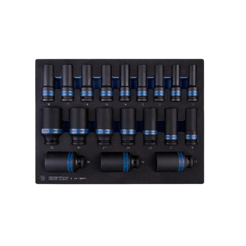 Набір торцевих головок KING TONY ударних 1/2", в ложементі, 19 шт. (9-4419MPV)