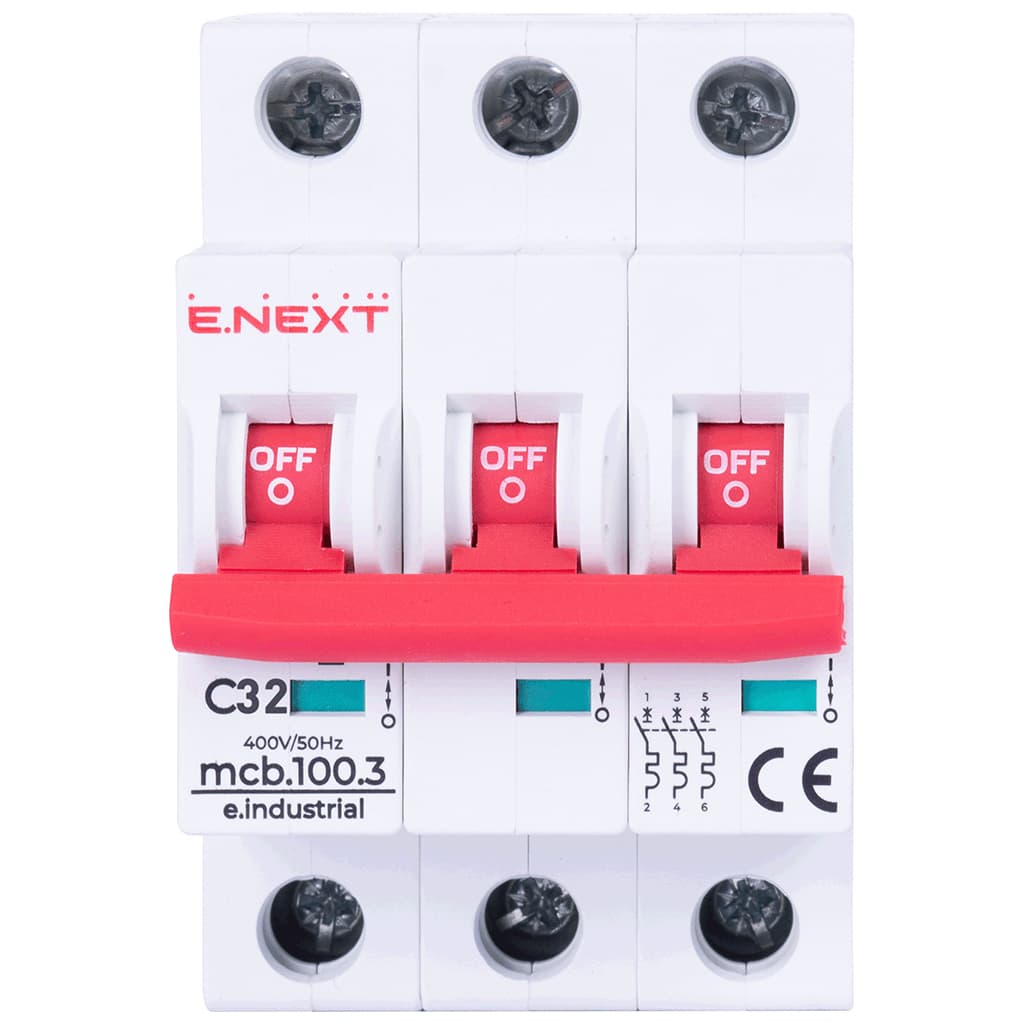 Автоматичний вимикач E.NEXT 3-п e.industrial.mcb. 32А C ( 10кА) (i0180024)