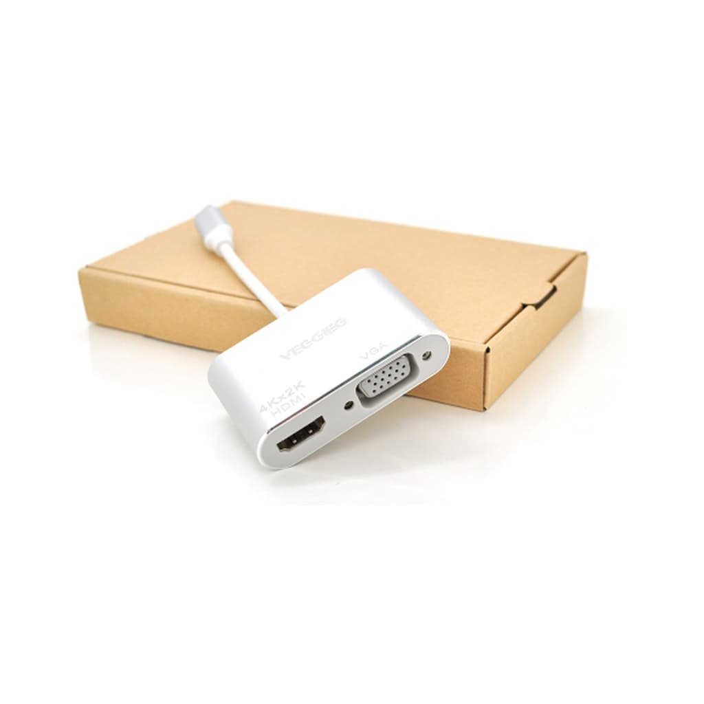 Концентратор VEGGIEG USB-C 2-in-1 HDMI + VGA 0.1m silver (TC02)