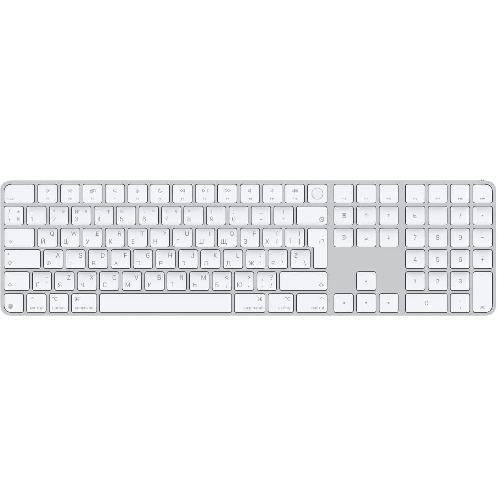 Клавіатура Apple Magic Keyboard with Touch ID Bluetooth/USB UA White (MXK73UA/A)