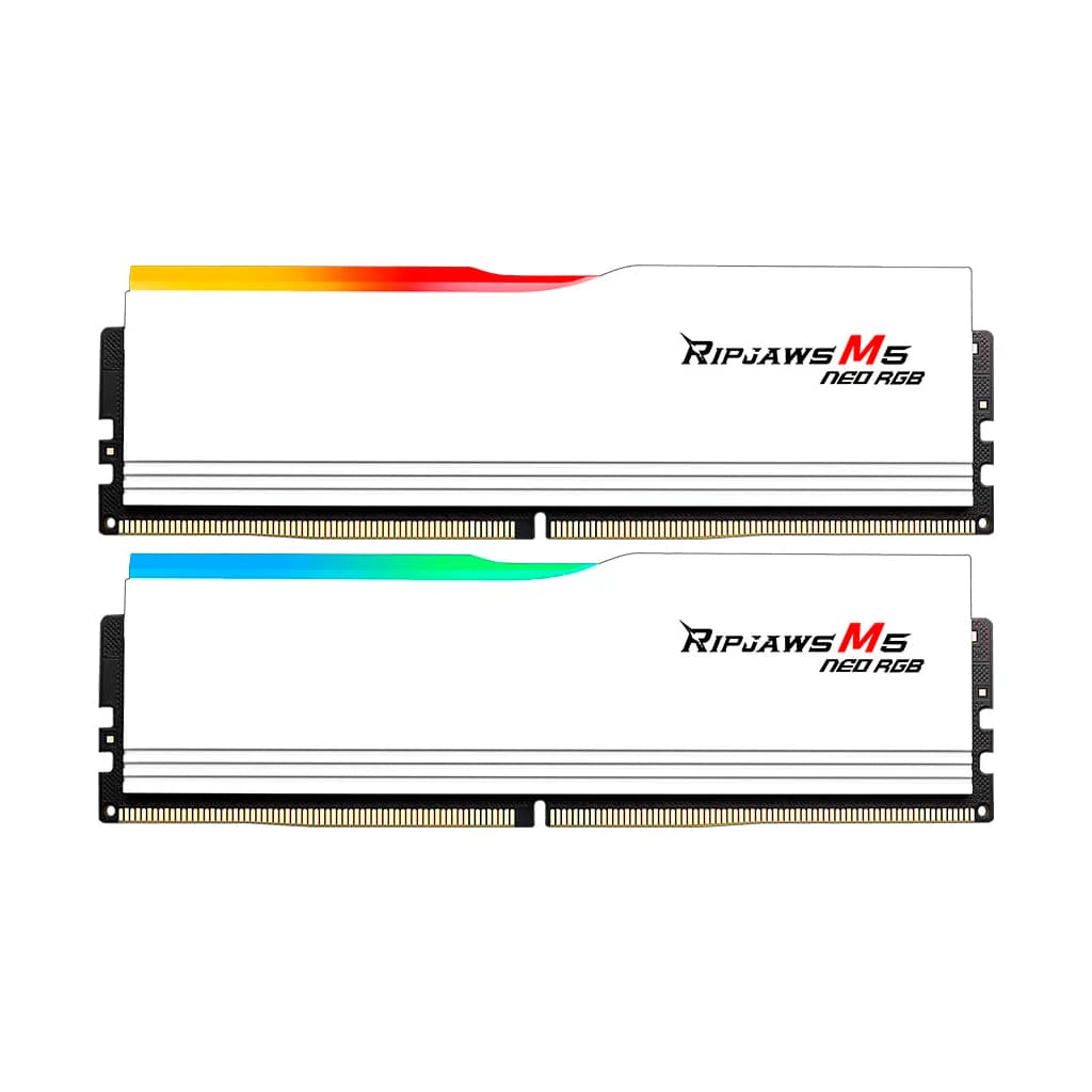 Модуль пам'яті для комп'ютера DDR5 32GB (2x16GB) 6000 MHz Ripjaws M5 Neo RGB Matte White G.Skill (F5-6000J3636F16GX2-RM5NRW)