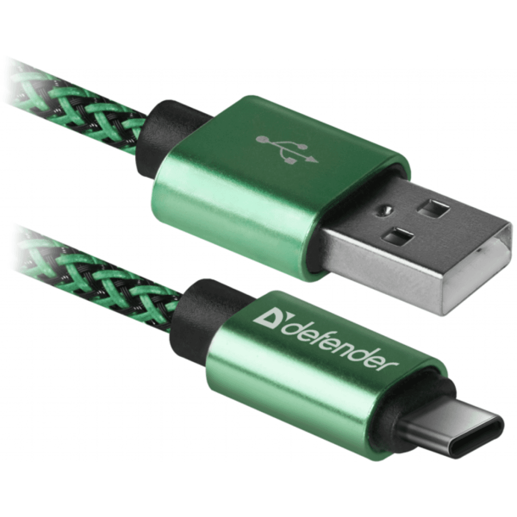 Дата кабель USB 2.0 AM to USB-C 1.0m PRO green Defender (87816)