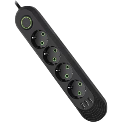 Мережевий фільтр живлення Voltronic F04U, 4роз EU, 3*USB Black (F04U-Black)