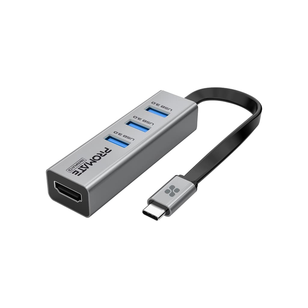 Концентратор Promate USB-C 4-in-1 порти Promate mediahub-c3.grey (mediahub-c3.grey)