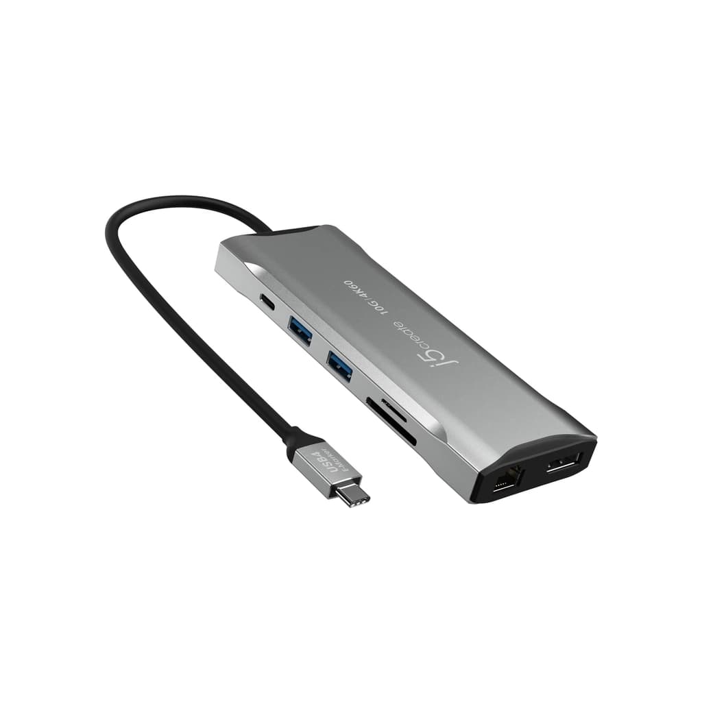 Концентратор J5create USB-C 9-in-1 2xUSB 3.2 + 2xUSB-C PD + 2xHDMI 4K + DisplayPort + SD/TF + RJ45 1000Mbps gray (JCD397-N)