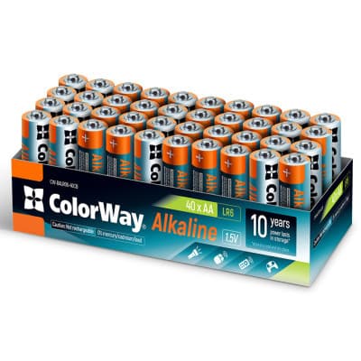 Батарейка ColorWay Alkaline Power AA/LR06 Colour Box 40шт