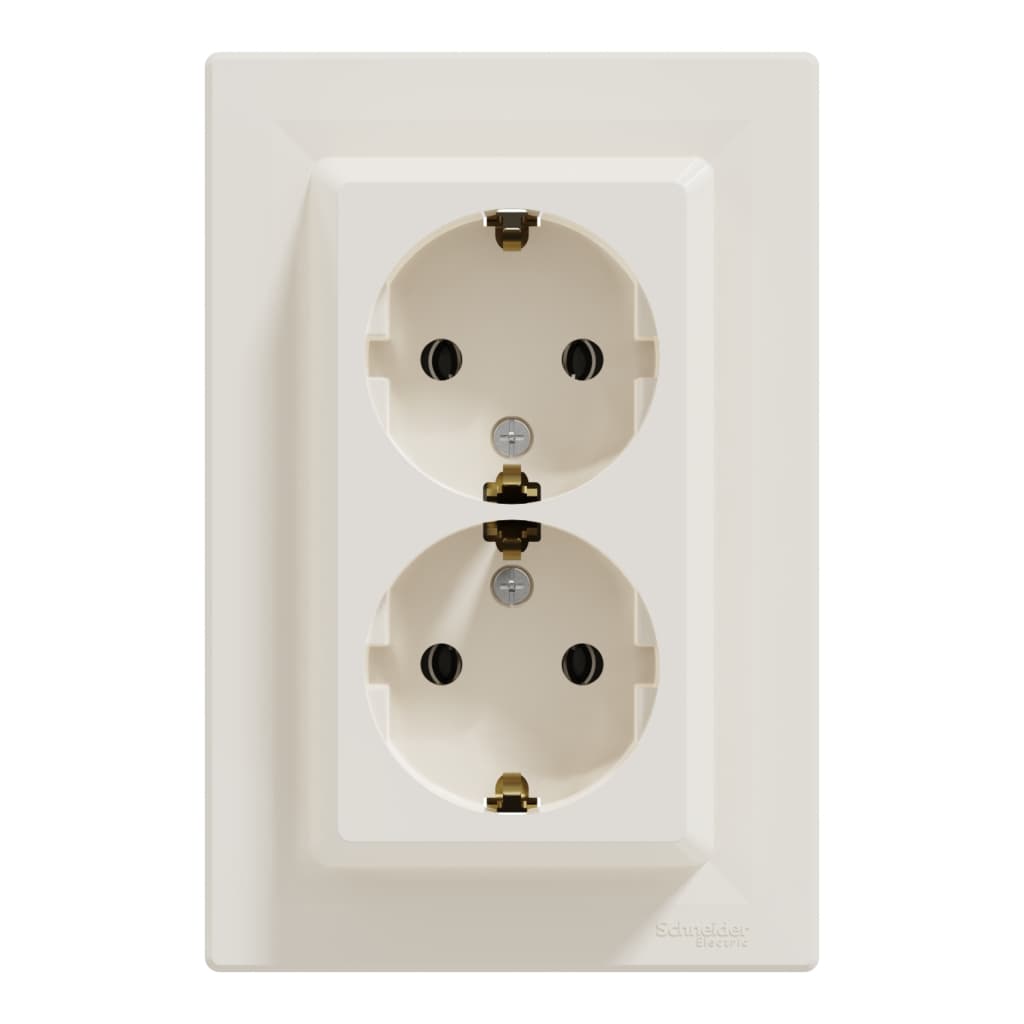 Розетка Schneider Electric ASFORA із заземленням подвійна крем 16А (EPH9900123)