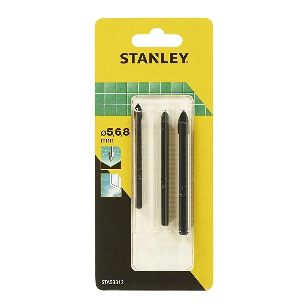 Набір свердл Stanley по плитці d=5/6/8мм, L=70/76/80 мм (STA53312)
